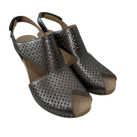 Dansko Teagan Womens Metallic Leather Perforated Open-Toe Sandals Size 37 US 7 - Picture 7 of 14